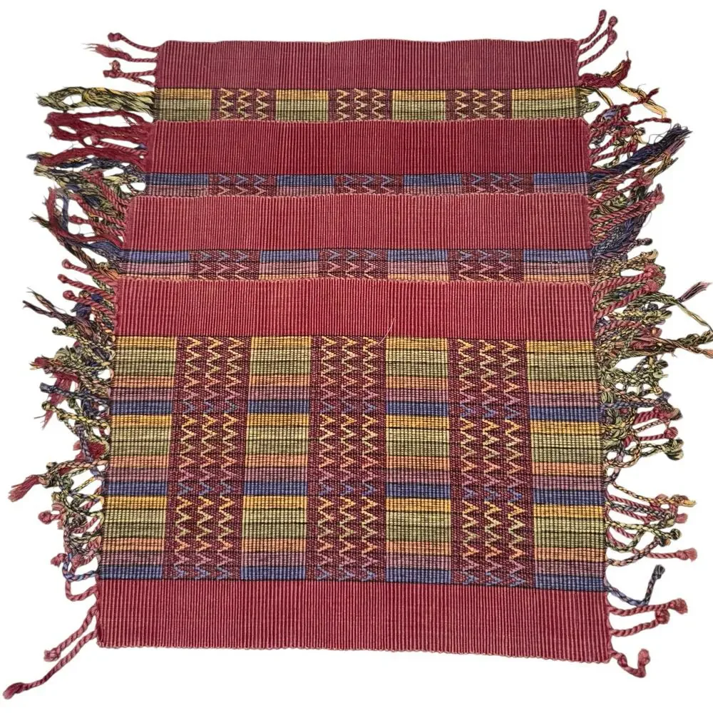 World Market Southwestern Textured Placemats x4‎ Geometric Aztec Desert Tassels